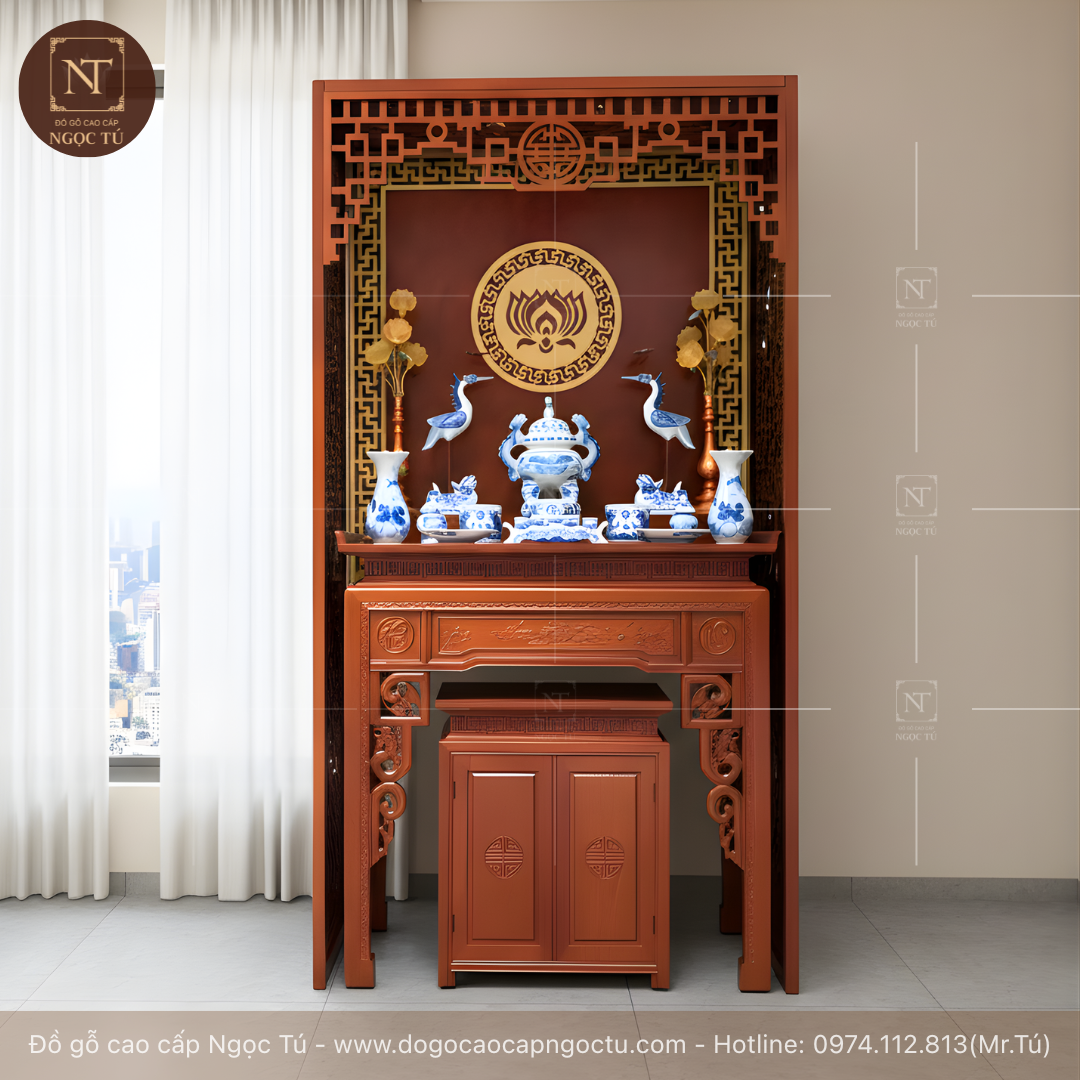 bàn thờ gỗ sồi Tâm Phúc cho chung cư